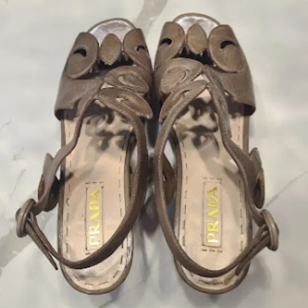 PRADA Platforms Leather EU 40 US size 9 or size 9.5